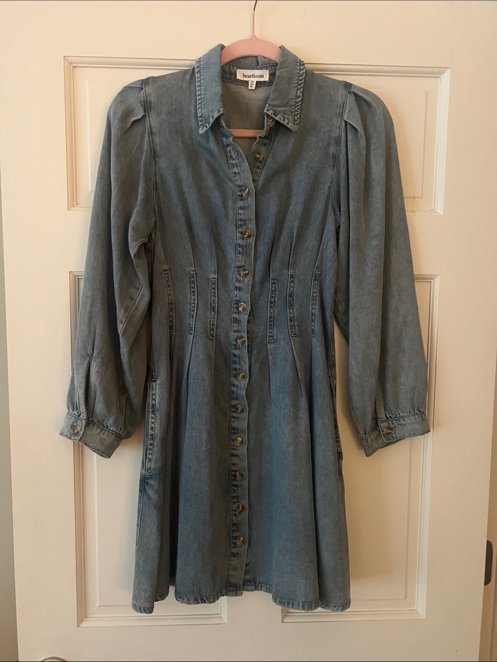 Heartloom Light Blue Denim Button-Front Fit-and-Flare Dress